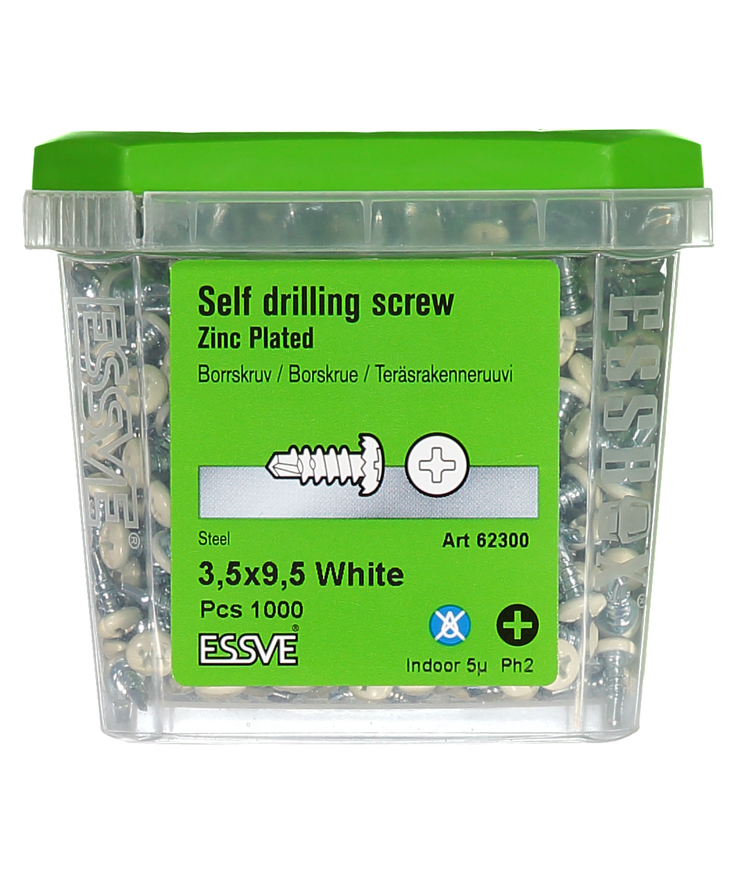 Borrskruv kullrigt huvud vit Ral9010 3,5x9,5