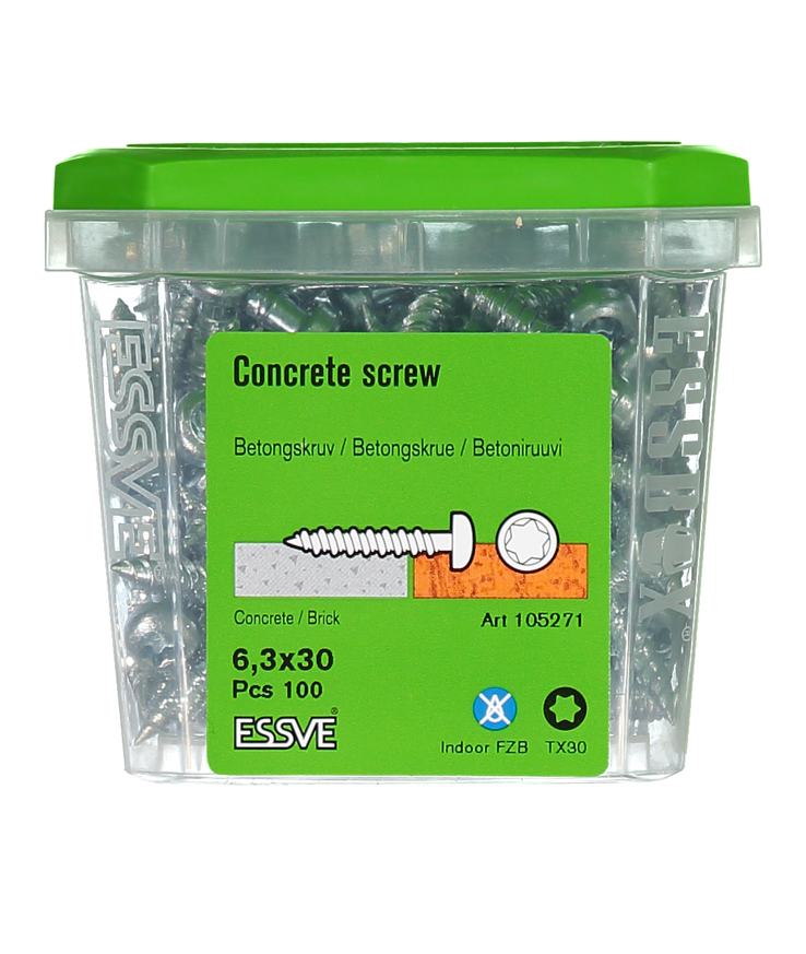 Betongskruv ecs-ps kullrigt Huvud tx30 fzb 6,3(5)x30