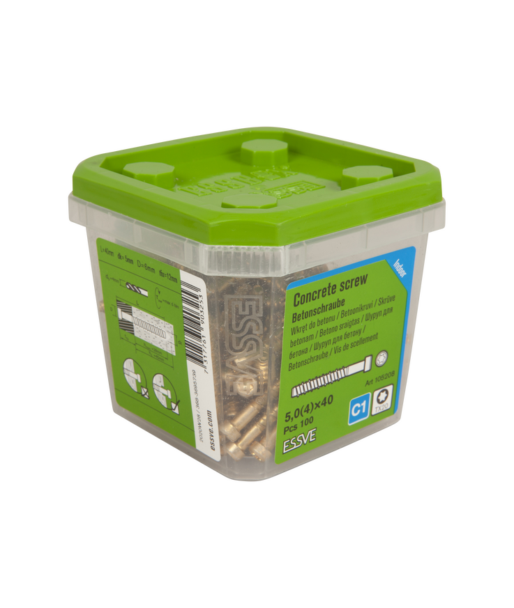 Betongskruv för eklist/sockel Ecs-cy gul fzb 5,0(4)x40