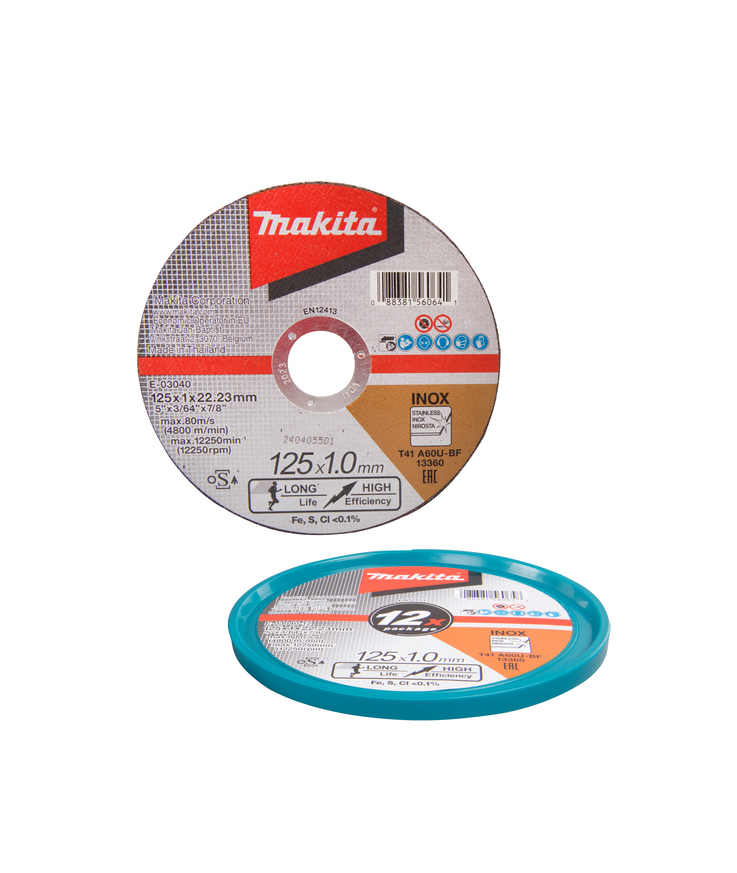 Kapskiva e-03040-12 makita A60u met/rst 125x1,0mm 12st