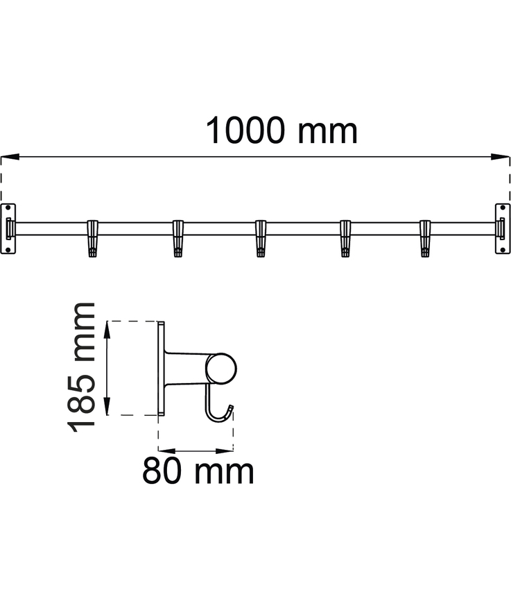 Kroklist elegant alu/vit 100cm