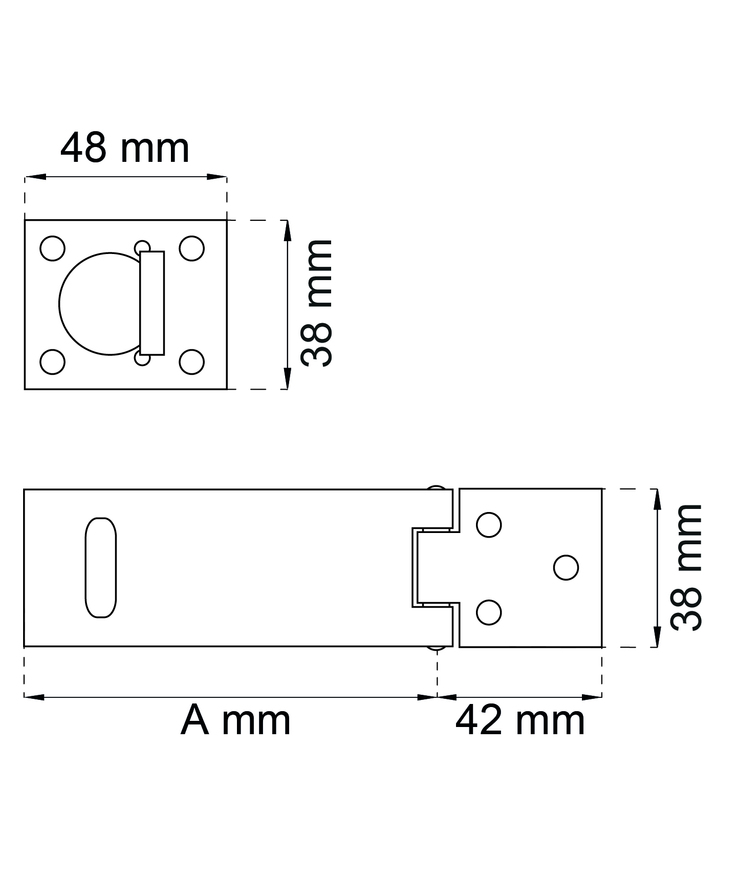 Ledhasp 1365 svart 90mm