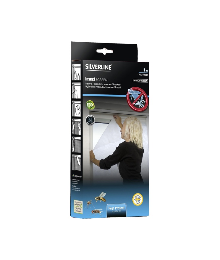 Insektsnät fönster window Pollen 130x150cm silverline