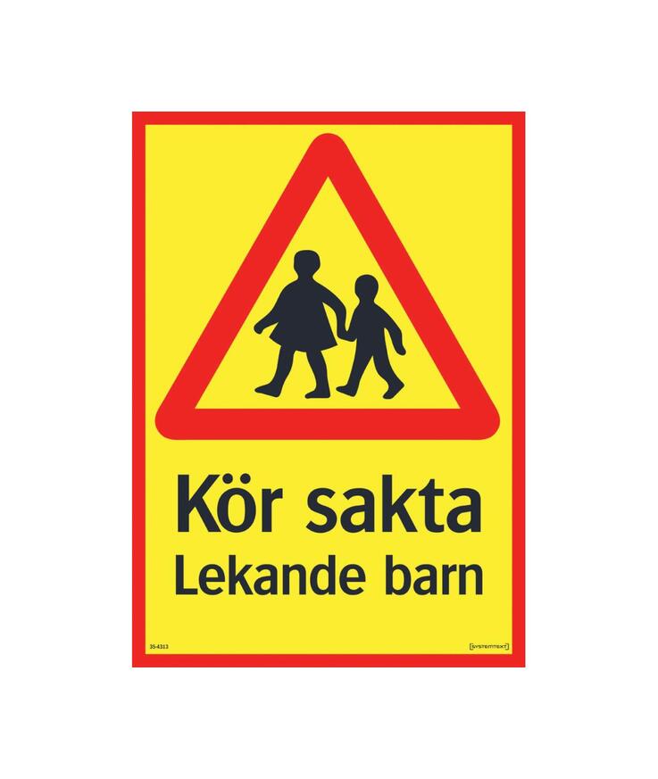 Skylt varning lekande barn 297x420