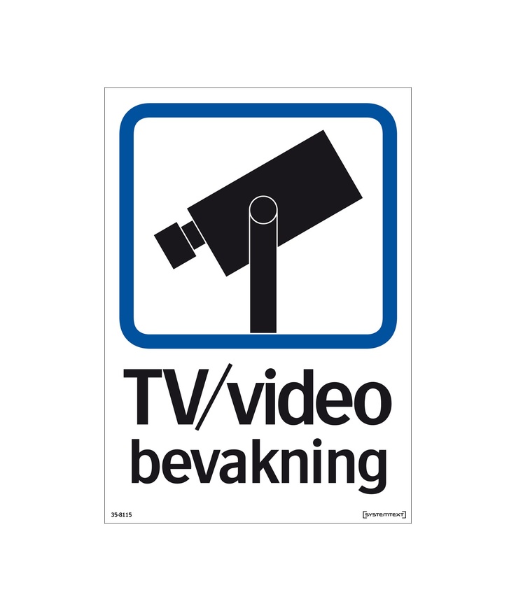 Skylt tv/video bevakning 35-7914 297x210mm
