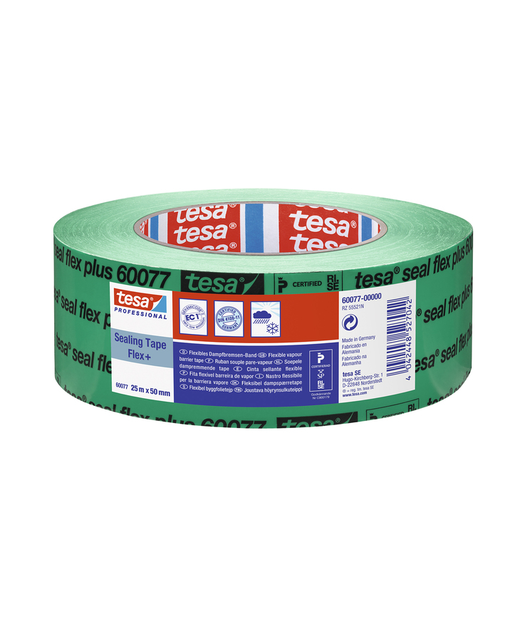 Byggfolietejp seal flex+ 60077 Tesa grön armerad 50mm 25m
