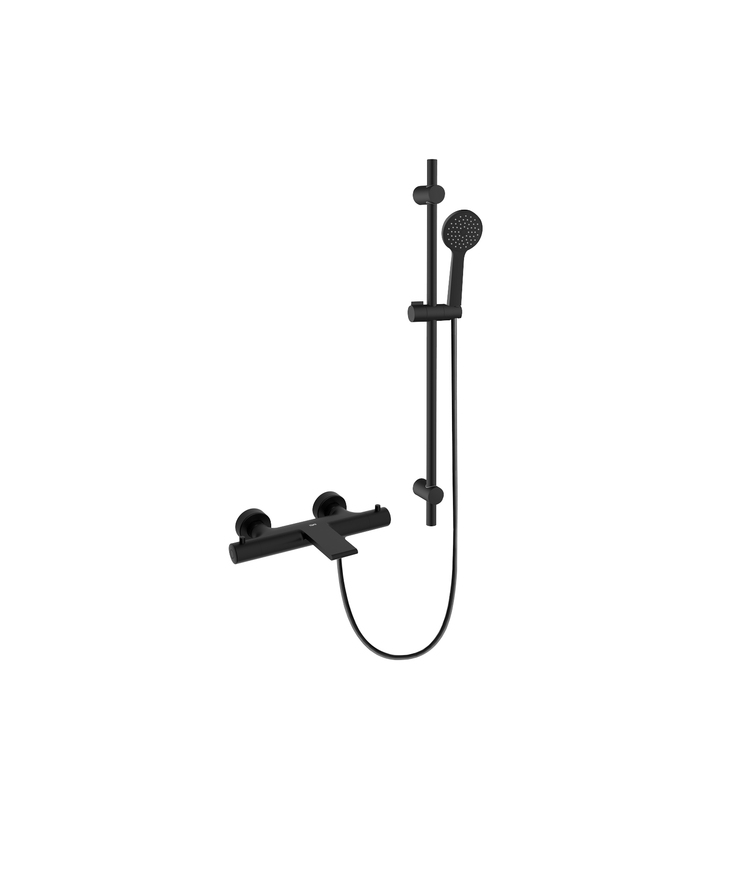 Badkarsblandare tide svart Cc150 med duschset gaia eco
