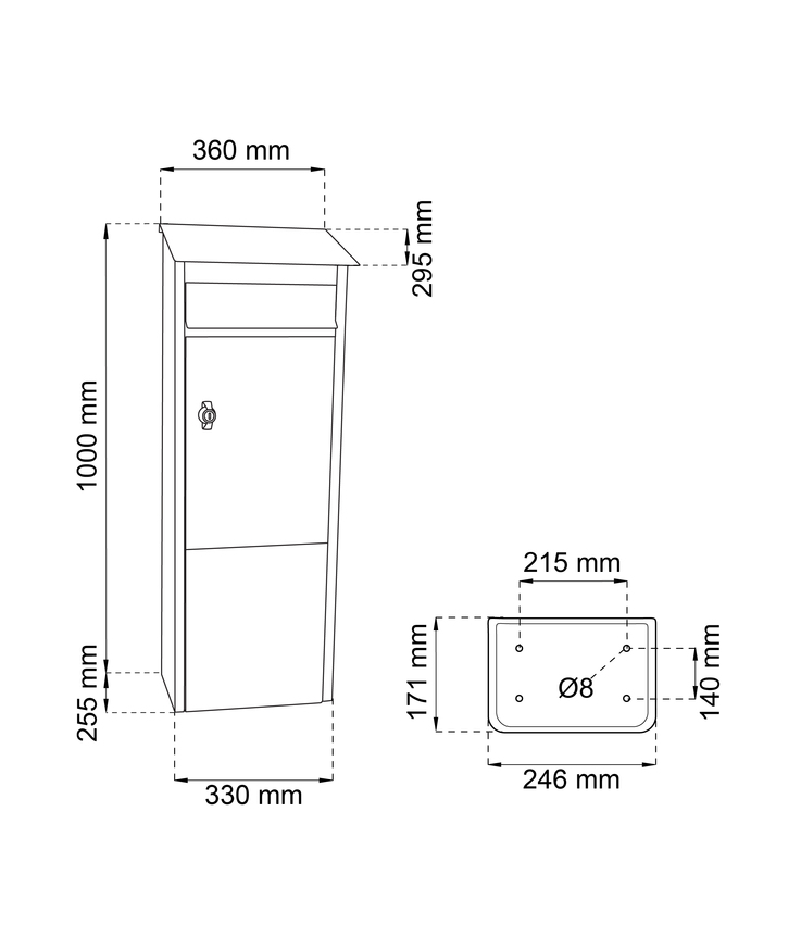 Postlåda 9440b låsbar rf 1000x360mm