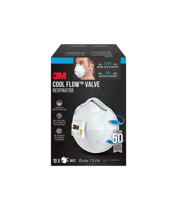 Andningsskydd 8822 ffp2 med Ventil