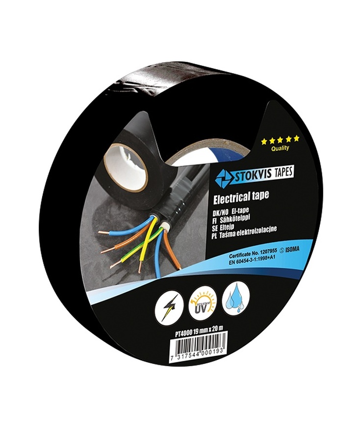 Eltejp s-märkt vit 19mm