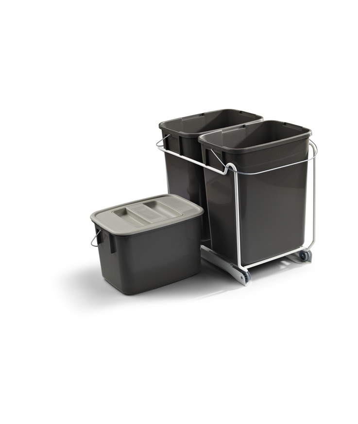 Källsorteringskärlsats n.plast Grå m.utdrag