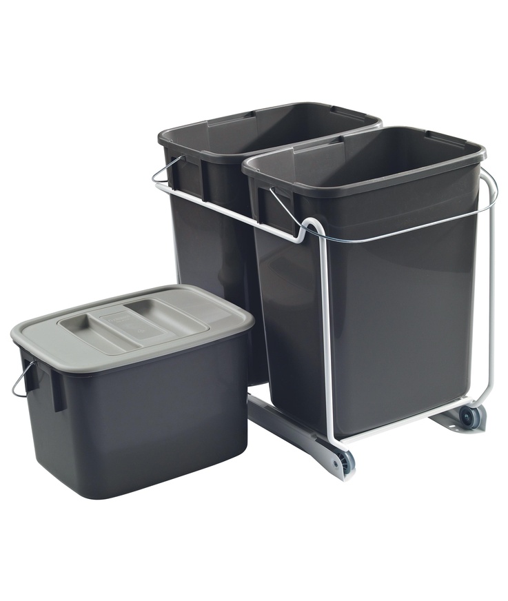 Källsorteringskärlsats n.plast Grå m.utdrag