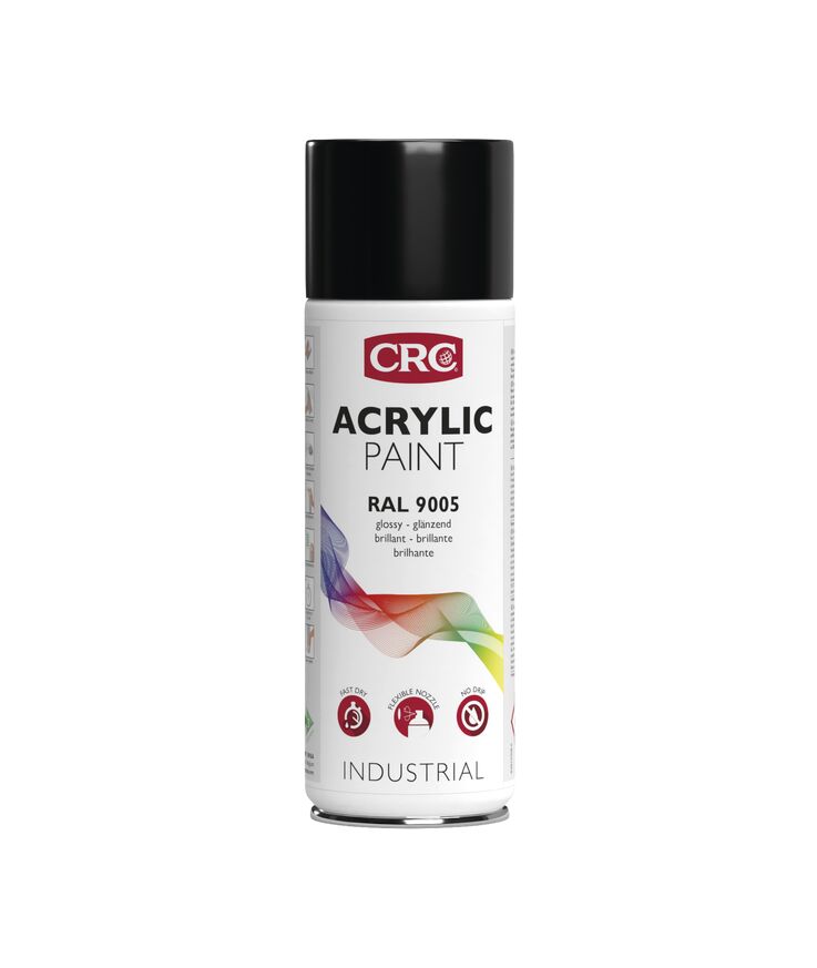 Färg akryl svart blank ral 9005 crc ae 400ml
