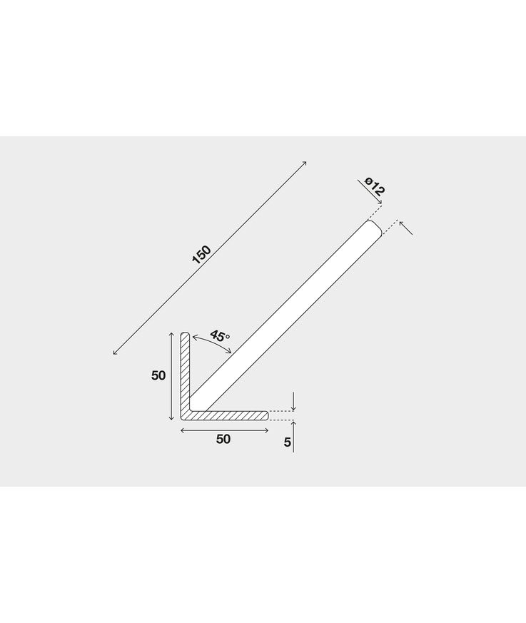 Kantjärn/garagejärn 50x50x5 l5000 tröskeljärn