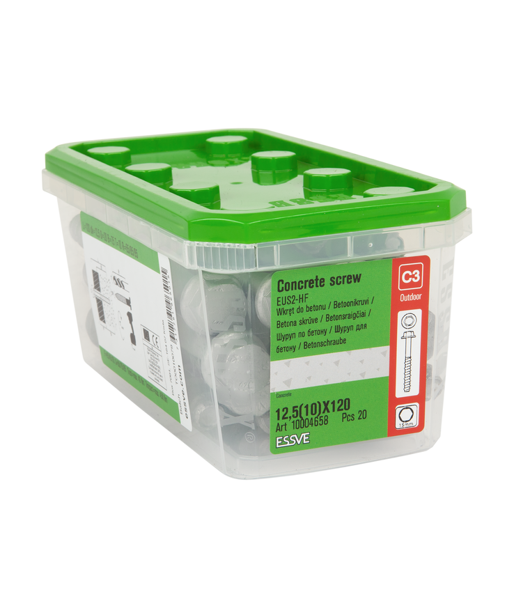 Betongskruv eus2-hf sexkantshu Zinkflake 12,5(10)x120