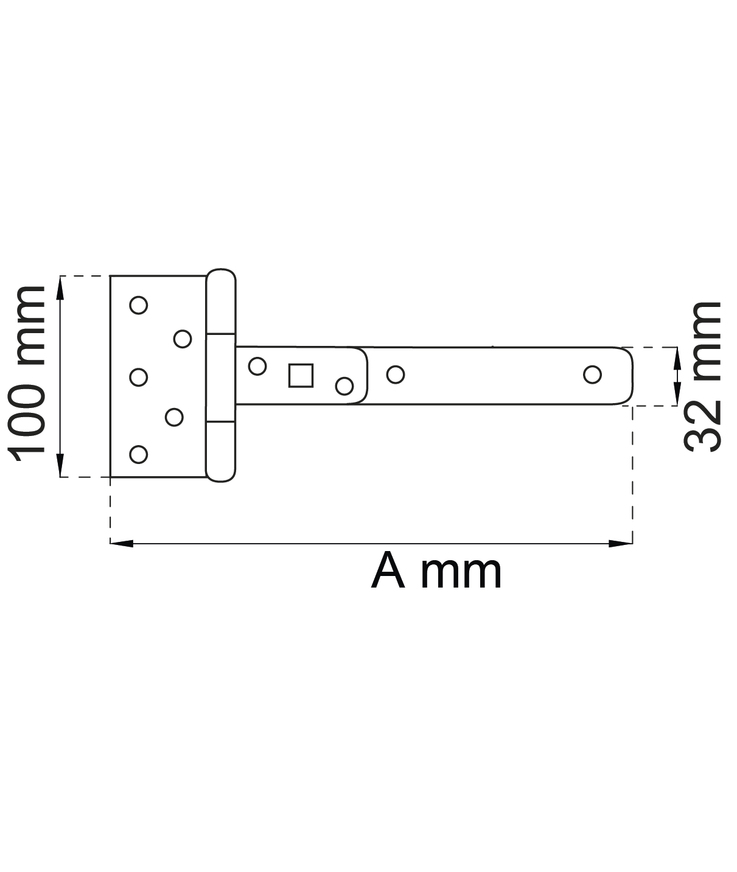 T-gångjärn vfz 150mm