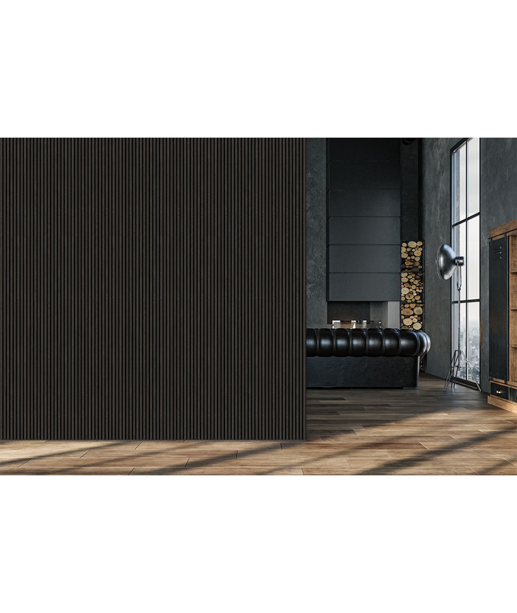 Väggpanel akustik premium Black oak 22x605x2440mm