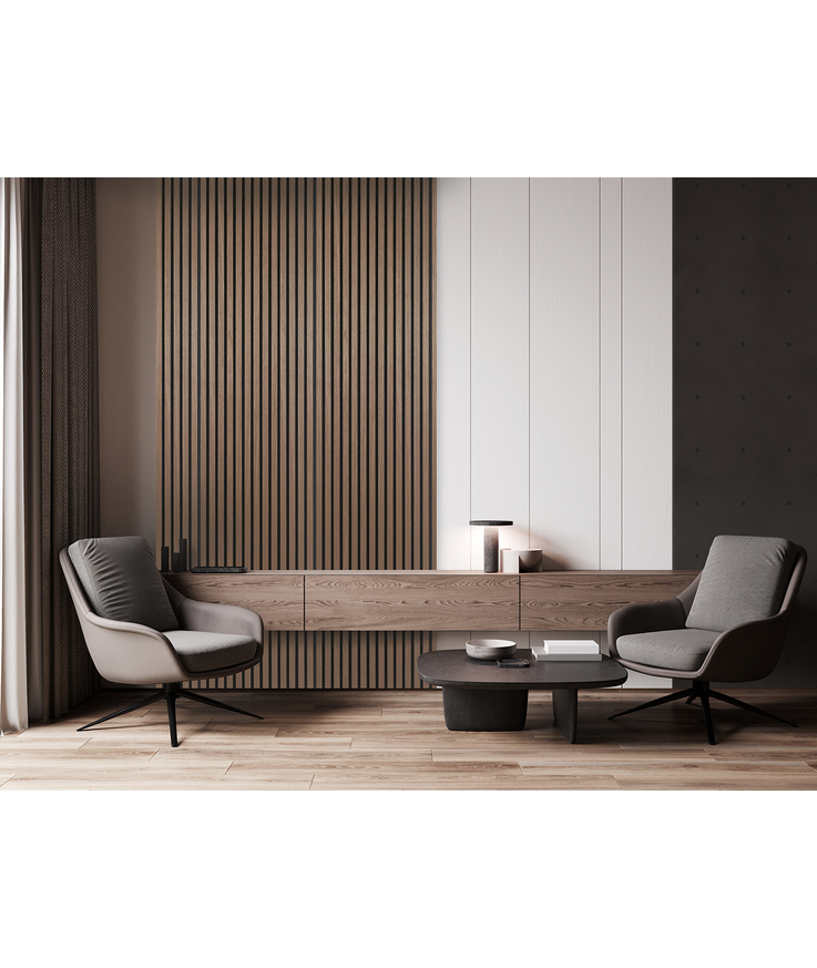 Väggpanel akustik quanti Walnut 18x520x2440mm