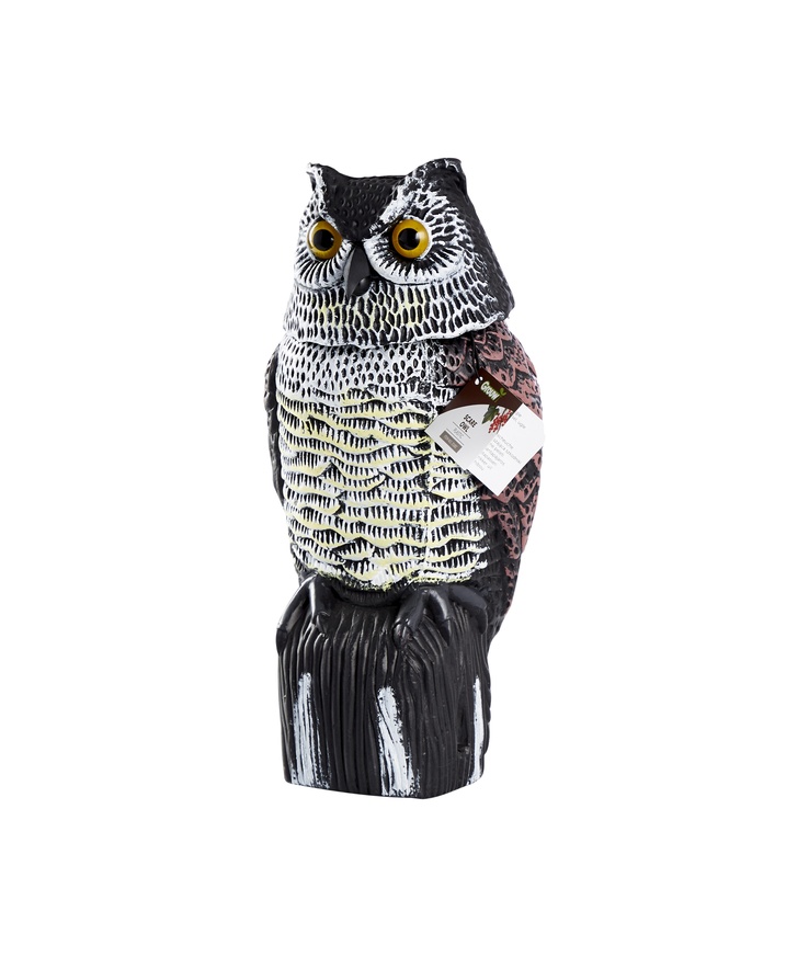 Fågelskrämma uggla rörl. Huvud 16x15x38,5cm grouw