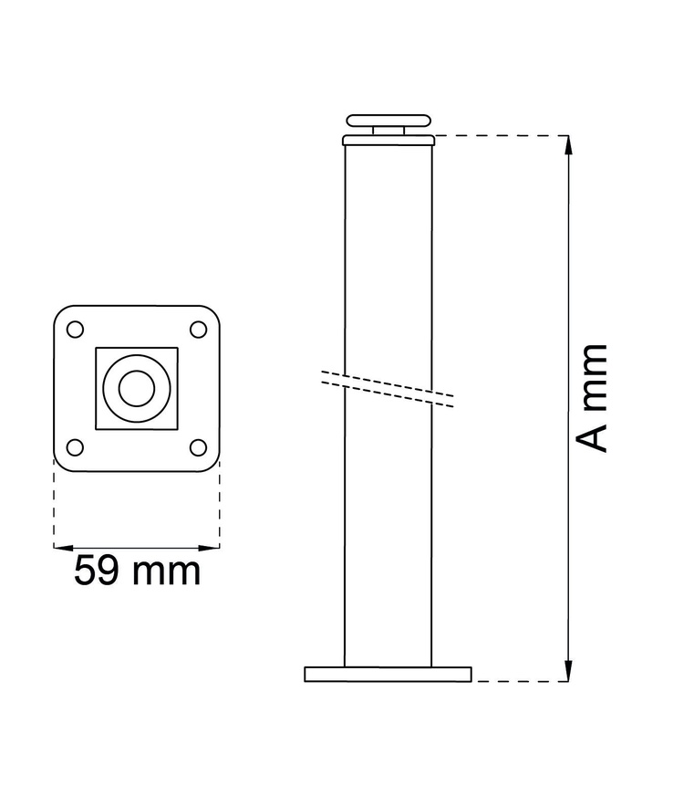 Bordsben 611 m nickel 25x25x100mm