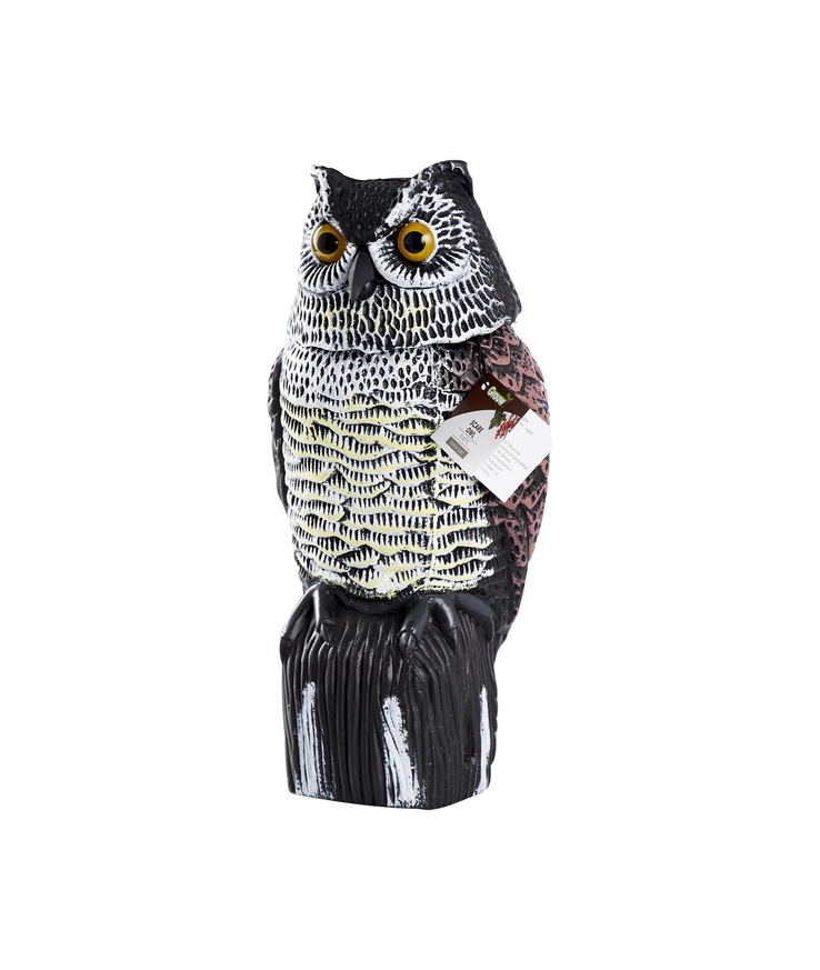 Fågelskrämma uggla rörl. Huvud 16x15x38,5cm grouw