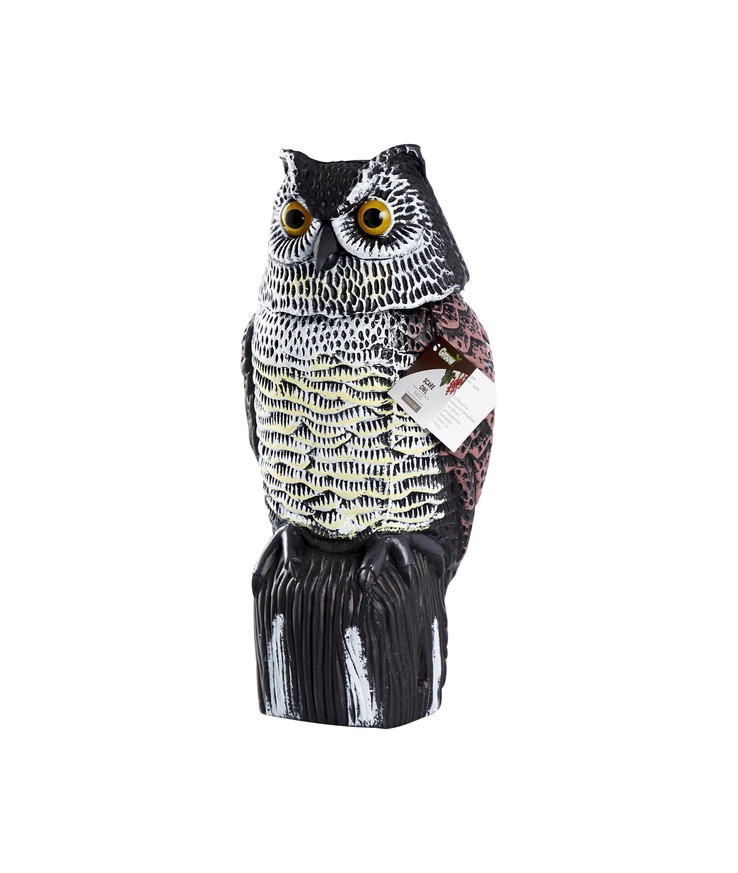 Fågelskrämma uggla rörl. Huvud 16x15x38,5cm grouw