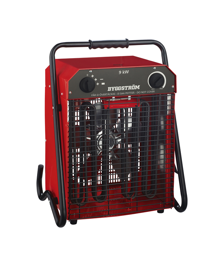 Byggvärmefläkt bygg-ström röd 400v ip24 9kw