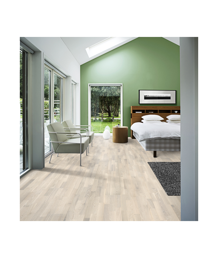Parkett ek pale 3-stav Mattlack borstad vit 15mm