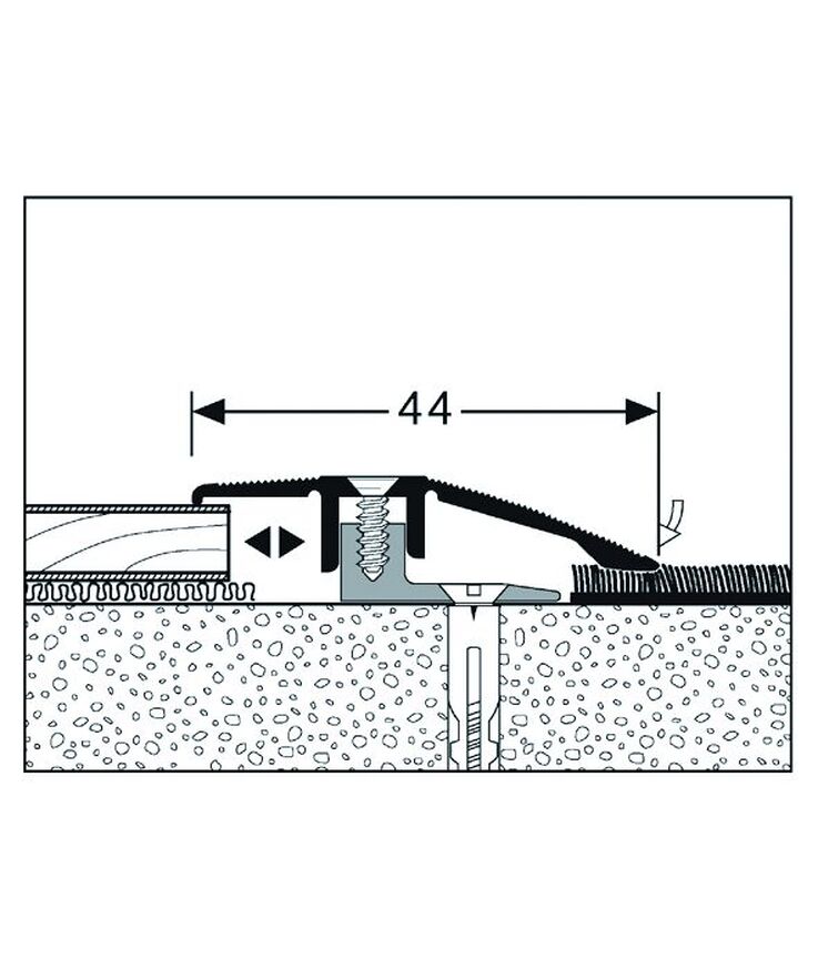 Nivålist aluminium silver 6.5-16mm längd 1000mm