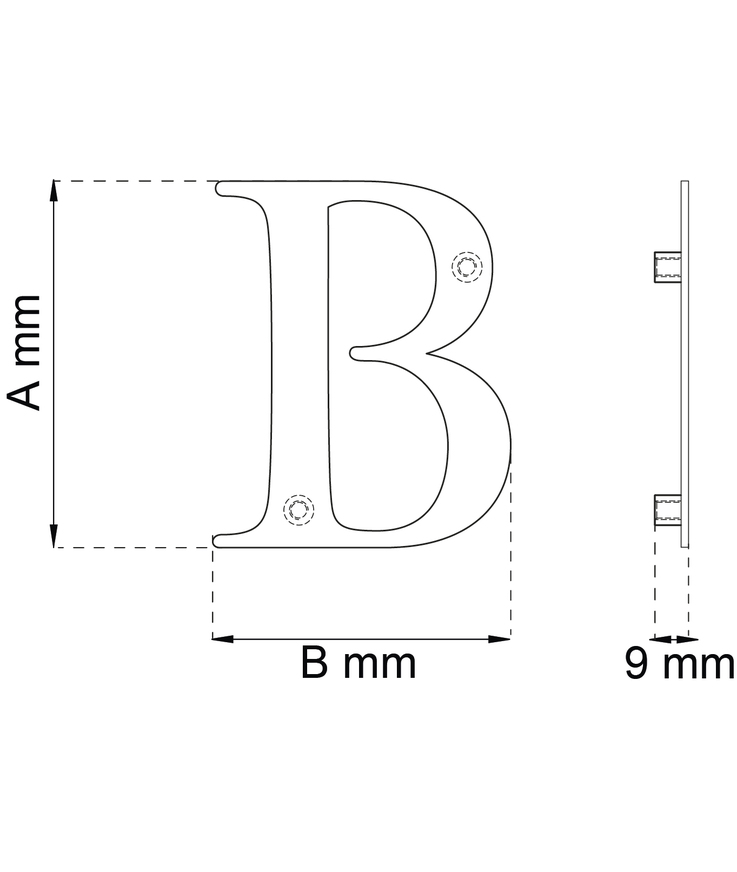 Bokstav century b svart 98x80mm