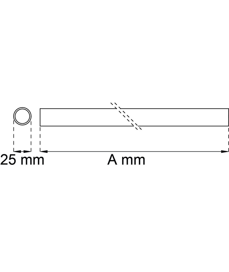 Dp-rör 2200 krom d25x1800mm
