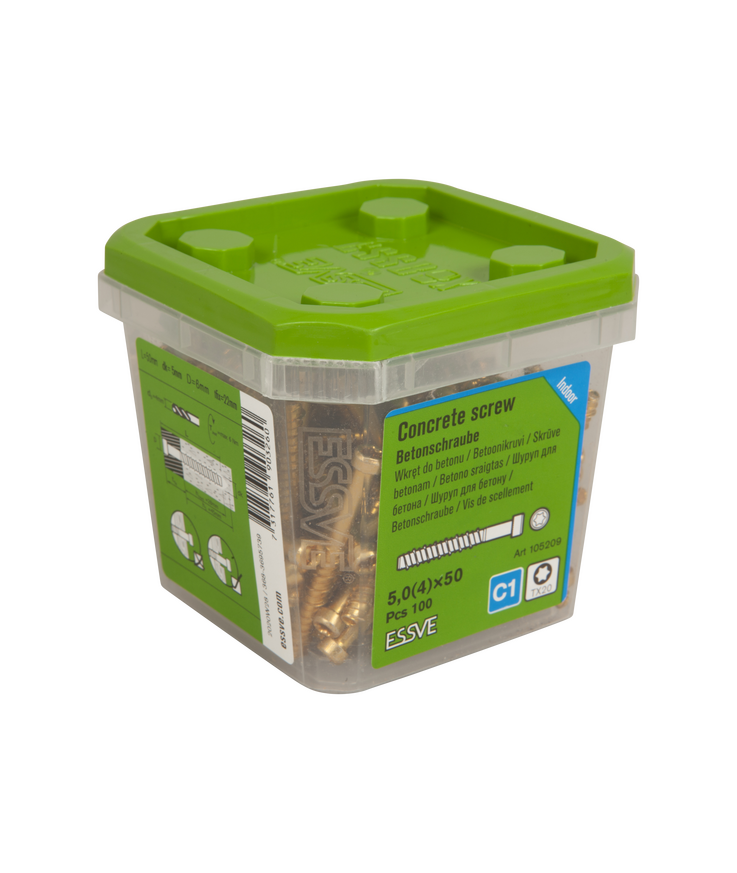 Betongskruv för eklist/sockel Ecs-cy gul fzb 5,0(4)x50