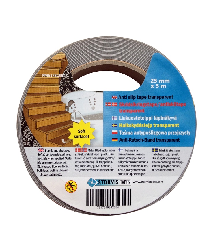 Halkskyddstejp transparent 25mmx5m