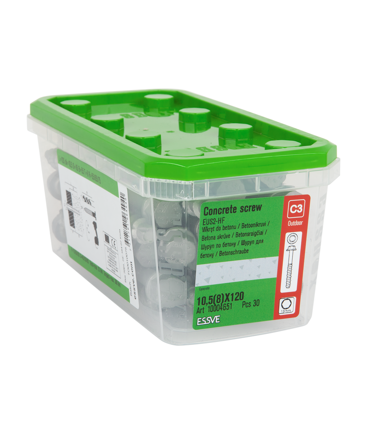 Betongskruv eus2-hf sexkantshu Zinkflake 10,5(8)x120