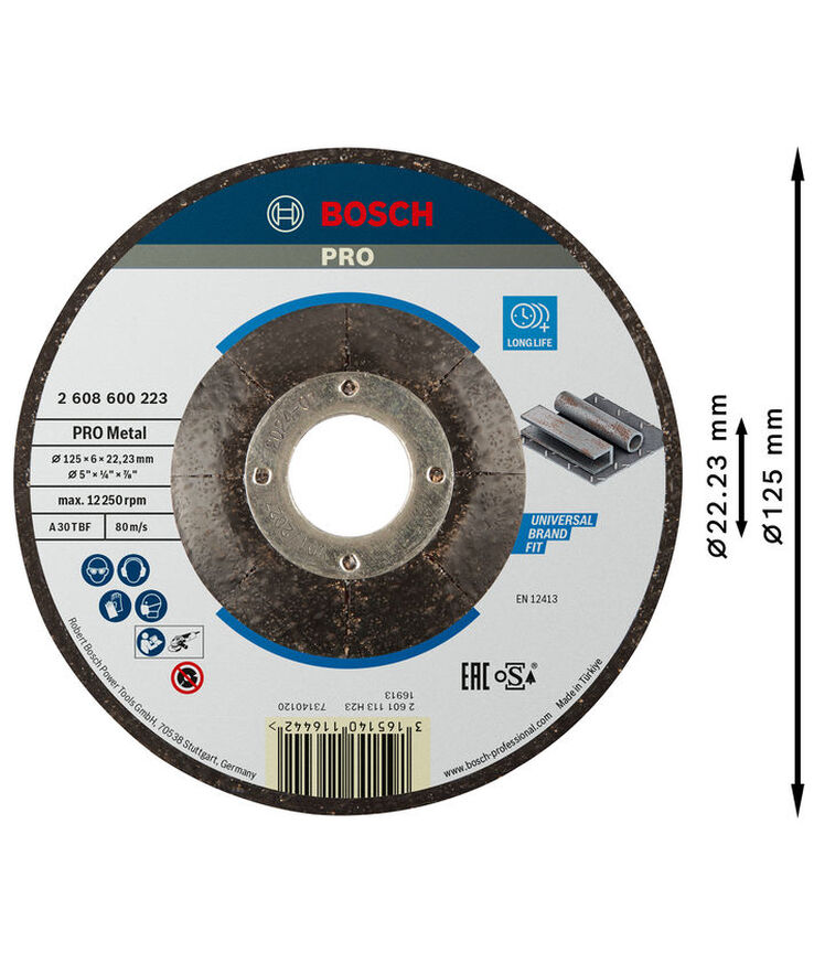 Slipskiva metall 125x6mm bosch