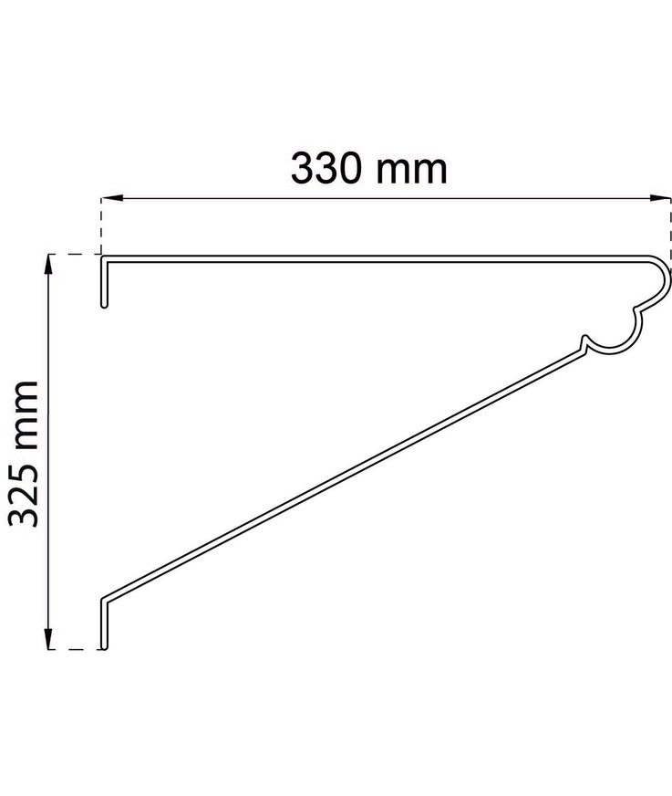 Hyllkonsol 82 vit D25mm/330x325mm