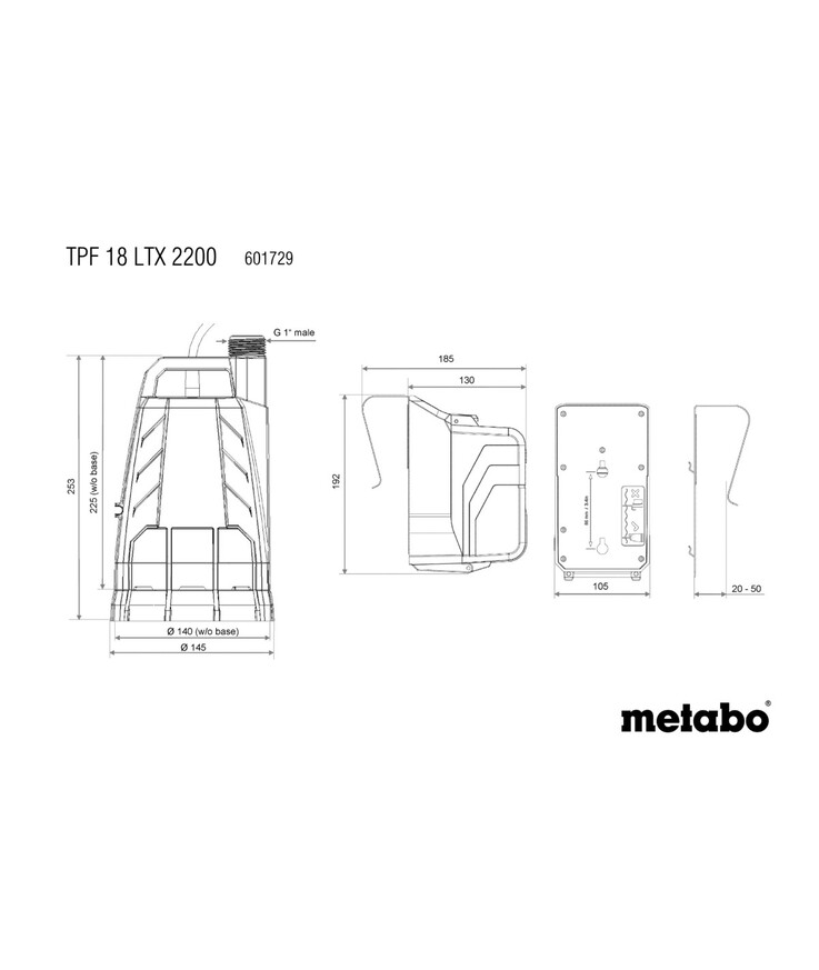 Dränkpump tpf18ltx2200 metabo 18v regnvatten 2200l/h