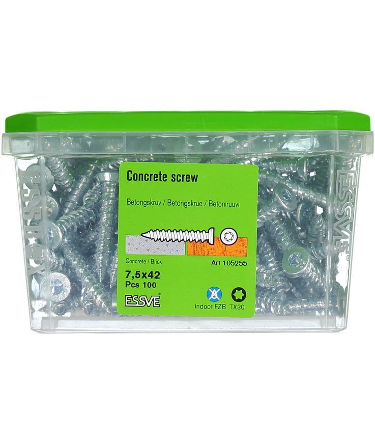 Betongskruv ecs-c försänkt Huvud fzb 7,5(6)x42