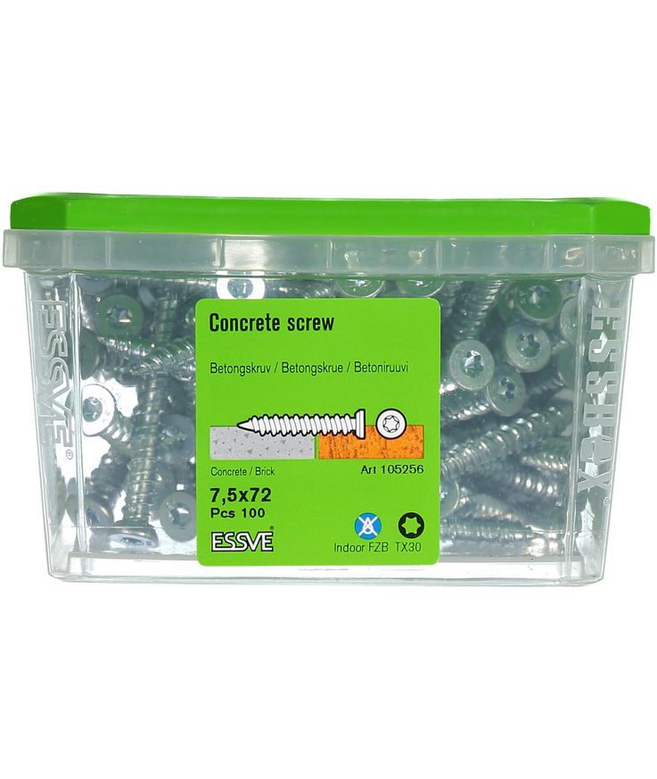 Betongskruv ecs-c försänkt Huvud fzb 7,5(6)x72