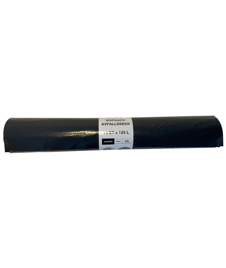 Sopsäck standard knythandtag Svart 125l expopall