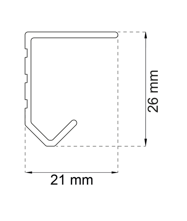 Skjutdörrsskena k-20/30 efz 2m/30kg