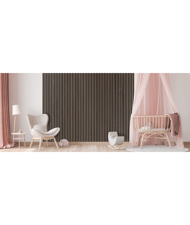 Väggpanel akustik premium Walnut 22x605x2440mm