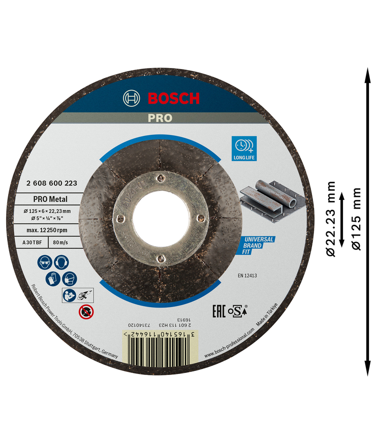 Slipskiva metall 125x6mm bosch