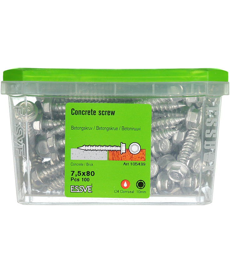 Betongskruv ecs-hf hex fläns Corrseal 7,5(6)x80