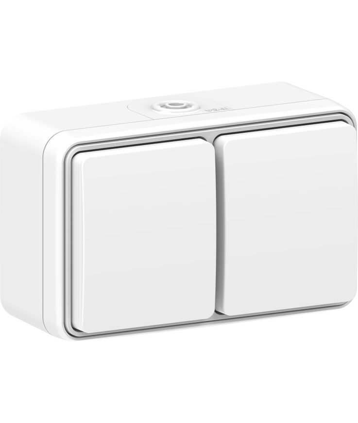 Vägguttag connect 2 home 2-v Utp jord kapslat vit 16a ip54