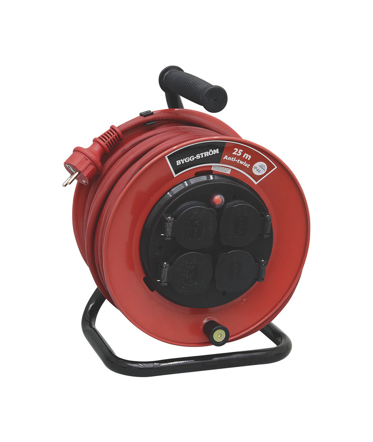 Kabelvinda 4-v pro bygg-ström H07rn-f fast center 3g2,5 25m