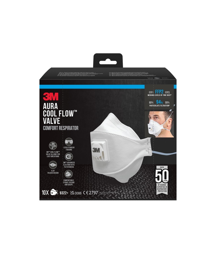 Andningsskydd 9322 +aura ffp2 Med ventil