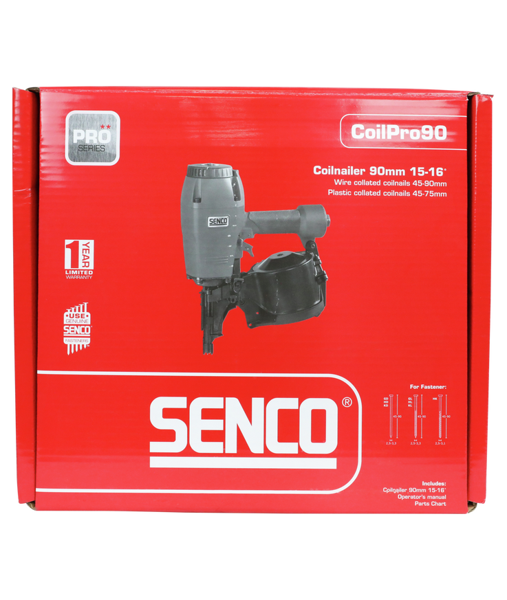 Spikpistol rullb coilpr90 16gr Senco luft 2,5-3,3mm 45-90mm