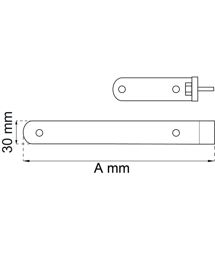 Hakgångjärn 212 efz 600mm tapp D12mm