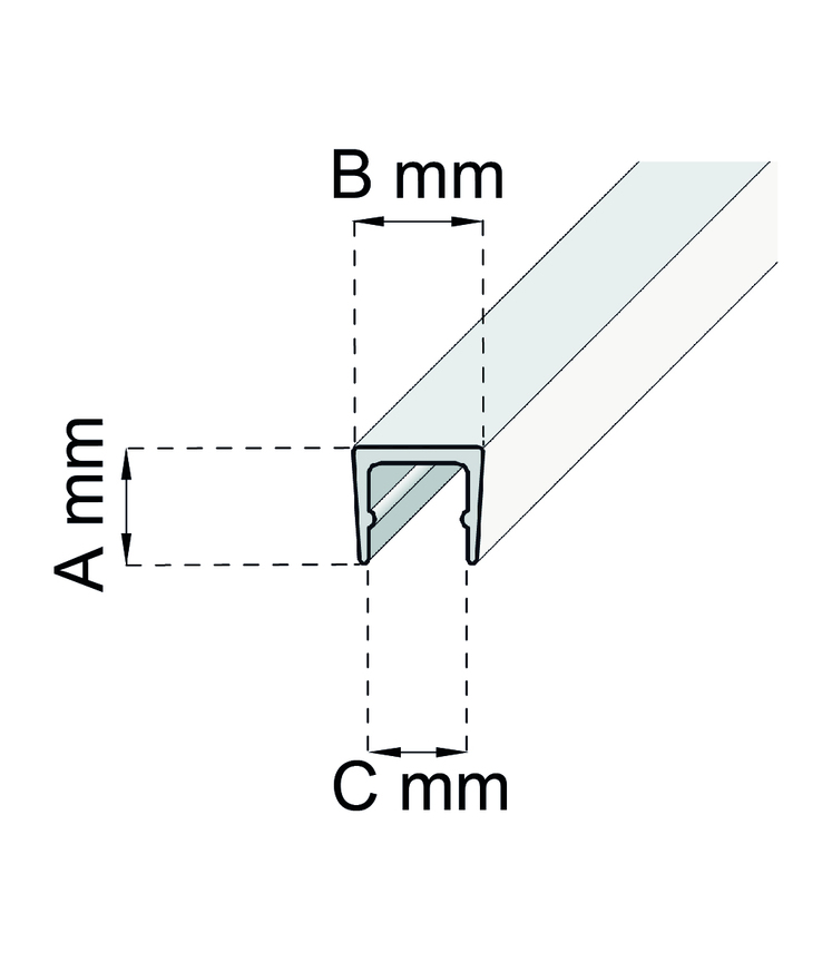 U-profil b63 alu 21x21x2000mm